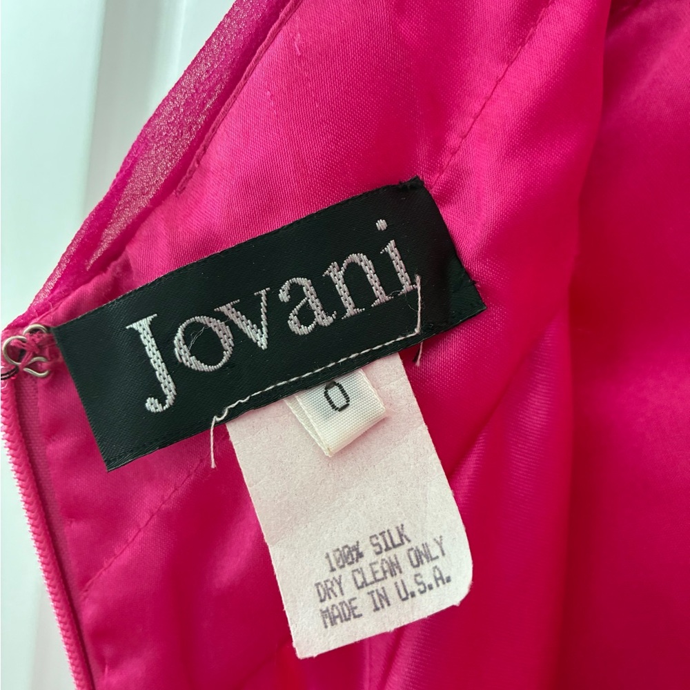 Jovani Size 0 Rhinestone Beaded Hot Pink Short Racerback Style Dress - Picture 6 of 9